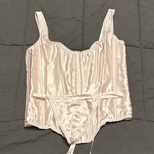Victoria's Secret Satin Corset Set in Pink